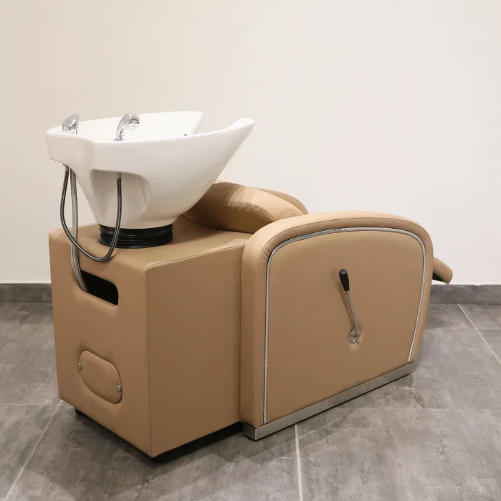 Hair salon semi-reclining shampoo chair flush bed Barber shop multi-functional flush shampoo bed