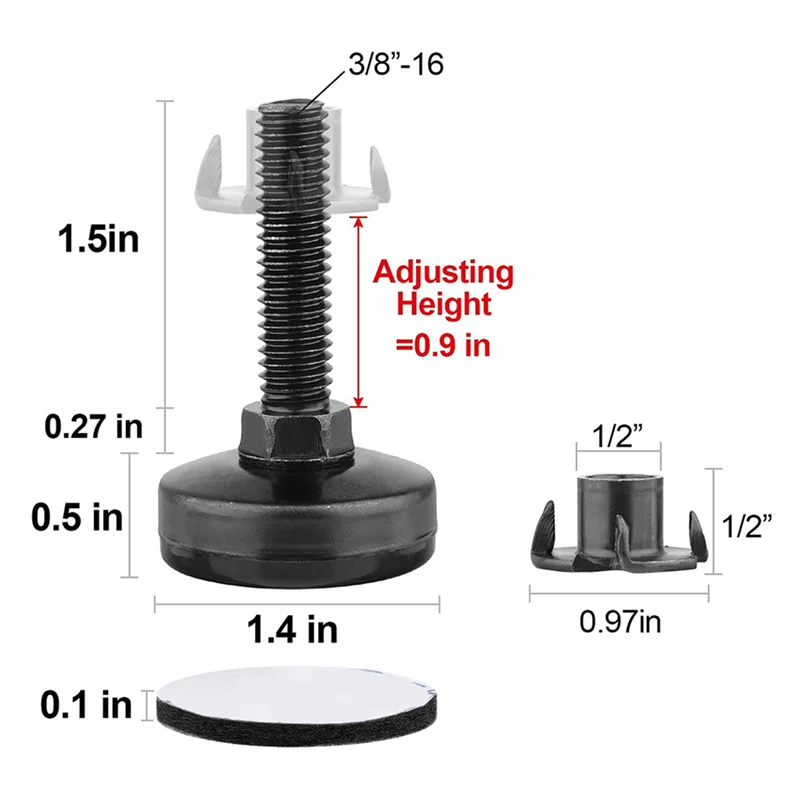 ABXF-16Pcs Furniture Levelers Heavy Duty Furniture Leveling Feet Adjustable Leg Levelers For Cabinets Tables Chairs Raiser