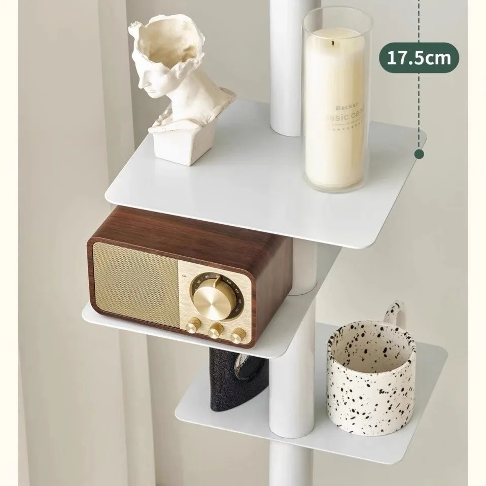 Creative Rotating Metal Bookcase Multi-Tier Corner Shelf Organizer Space Saving Standing Storage Rack for Living Room Bookshelf