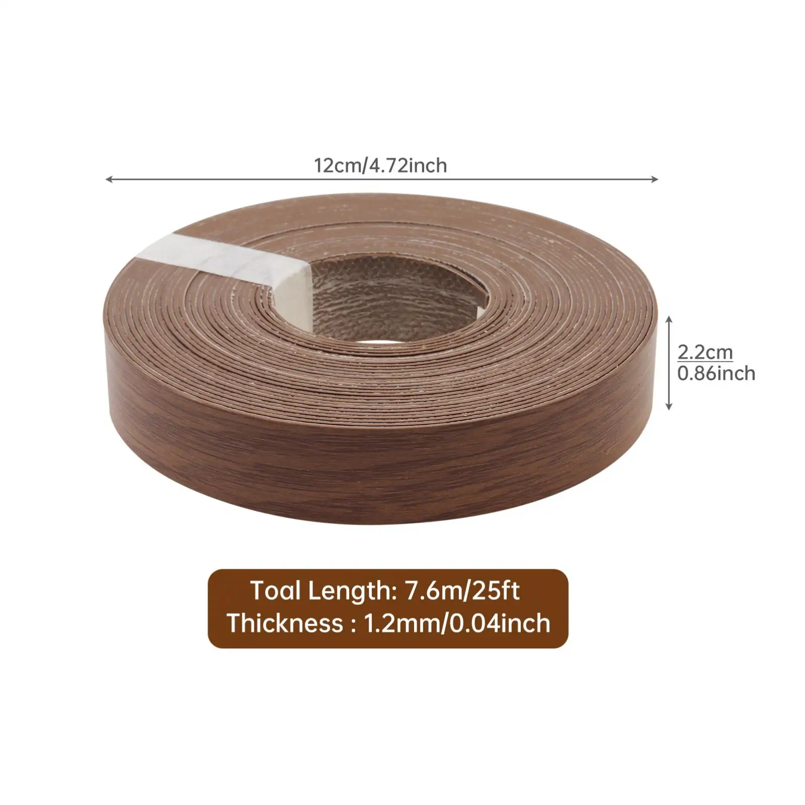 Width 7/8 inch Length 10 Ft / 25 Ft / 50 Ft Dark Wood Grain Hot Melt Adhesive PVC Edge Banding for Plywood Table / Cabinet