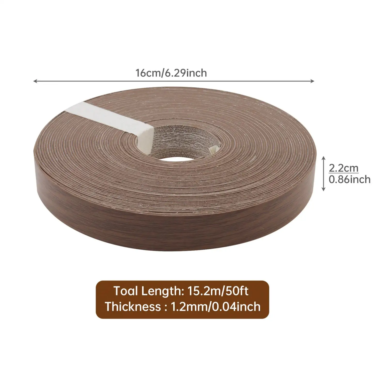Width 7/8 inch Length 10 Ft / 25 Ft / 50 Ft Dark Wood Grain Hot Melt Adhesive PVC Edge Banding for Plywood Table / Cabinet