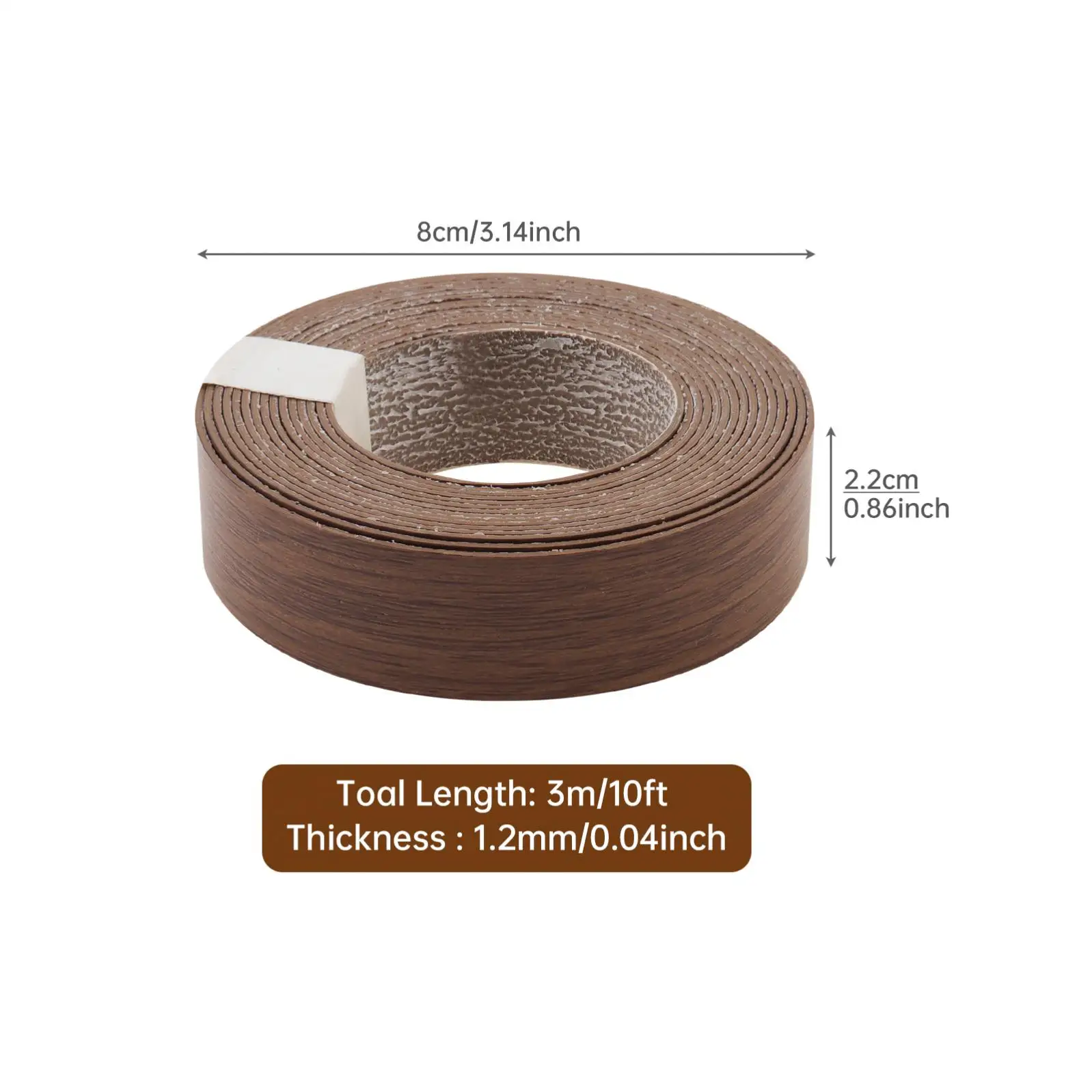 Width 7/8 inch Length 10 Ft / 25 Ft / 50 Ft Dark Wood Grain Hot Melt Adhesive PVC Edge Banding for Plywood Table / Cabinet