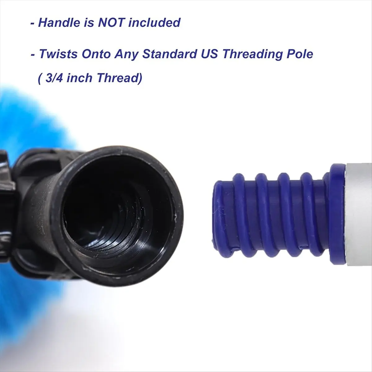 Soft Bristles Twist-on Cobweb Duster Head, for Outdoor & Indoor Cleaning, Fits Standard 3/4 Inch Threaded Poles