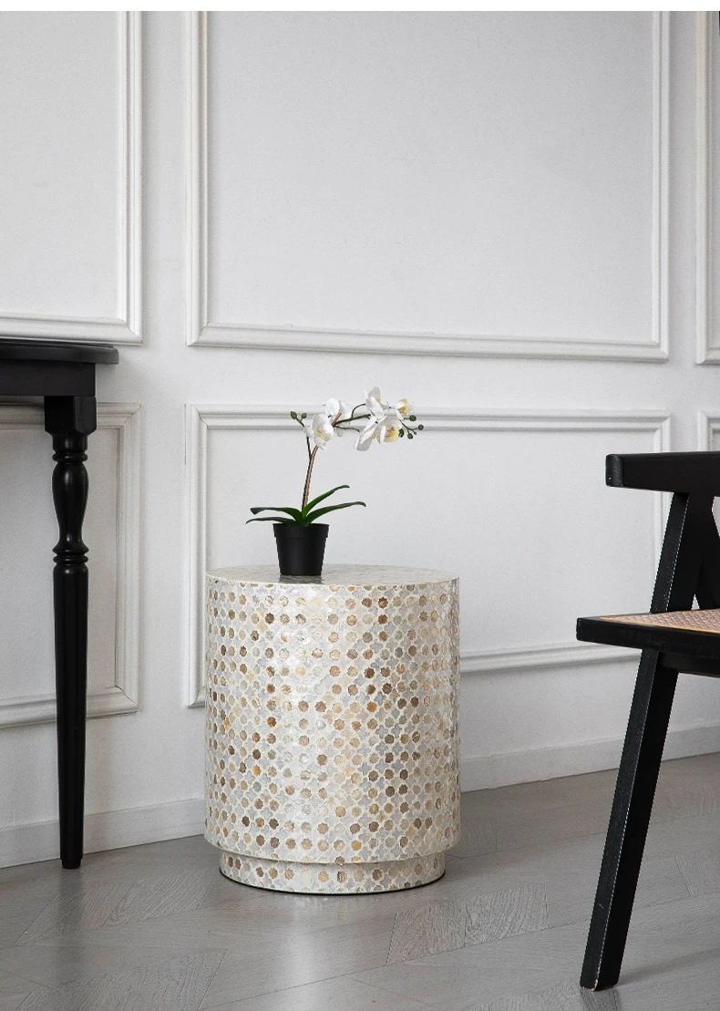 Nordic Furniture,Creative Shell Tea Table,Living Room Side Table,Cylindrical Display Stand,Luxury Display Stand,Art Storage Desk