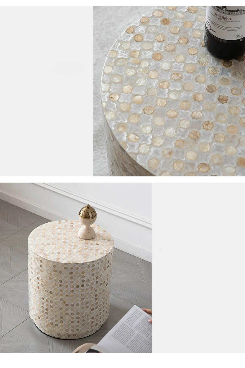 Nordic Furniture,Creative Shell Tea Table,Living Room Side Table,Cylindrical Display Stand,Luxury Display Stand,Art Storage Desk