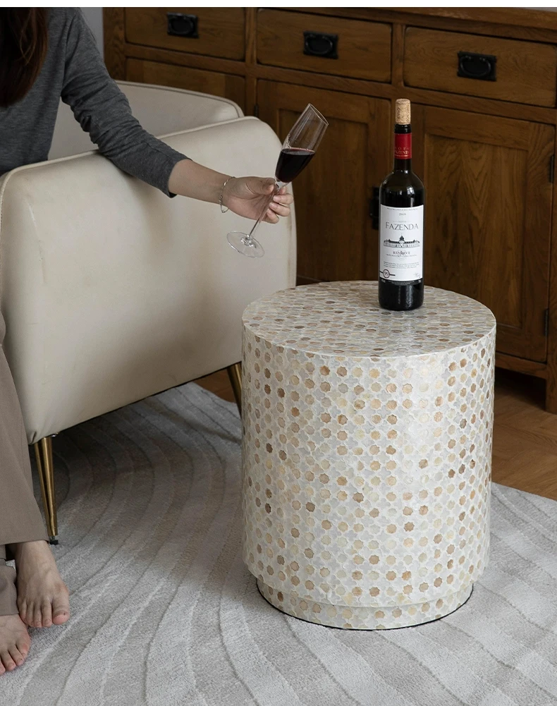 Nordic Furniture,Creative Shell Tea Table,Living Room Side Table,Cylindrical Display Stand,Luxury Display Stand,Art Storage Desk