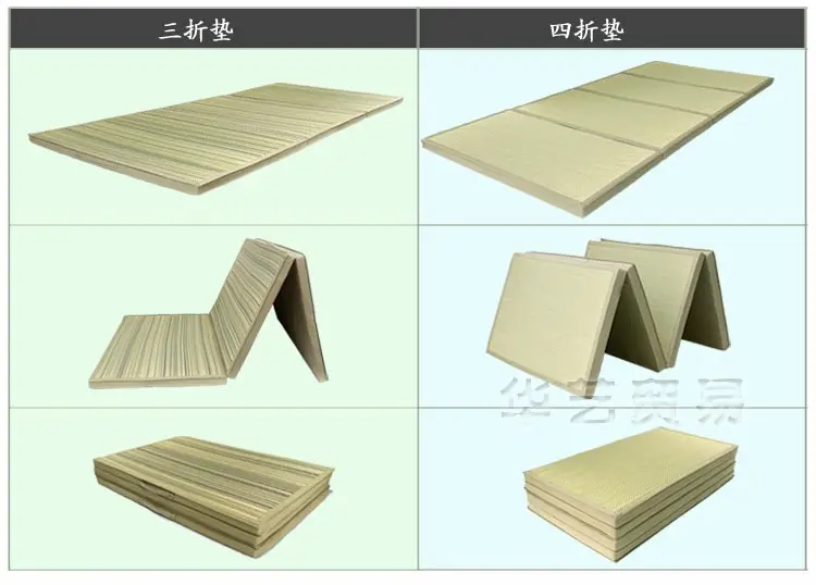 Straw Mat Fabric Folding Comfortable Summer Tatami Rectangle Large Foldable Floor Straw Mat For Sleeping Mattress Flooring