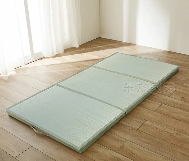 Straw Mat Fabric Folding Comfortable Summer Tatami Rectangle Large Foldable Floor Straw Mat For Sleeping Mattress Flooring