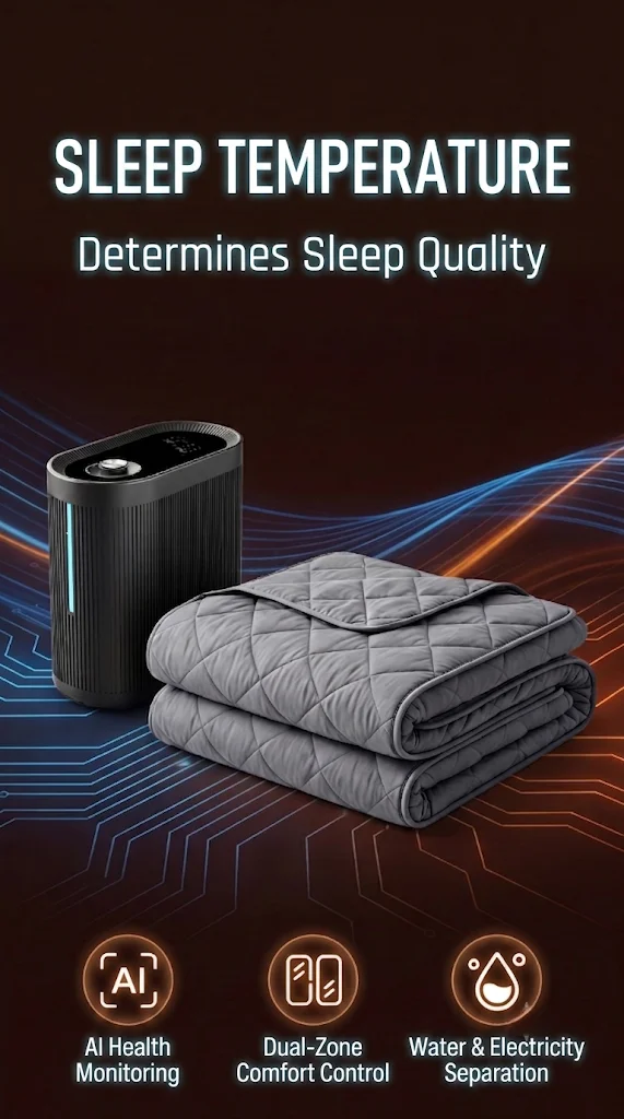 CAT-8Smart Water Circulation Cooling Mattress Cover, Zoned Dual Side Temperature Control for Deep Sleep, Cooling & Heating Temp
