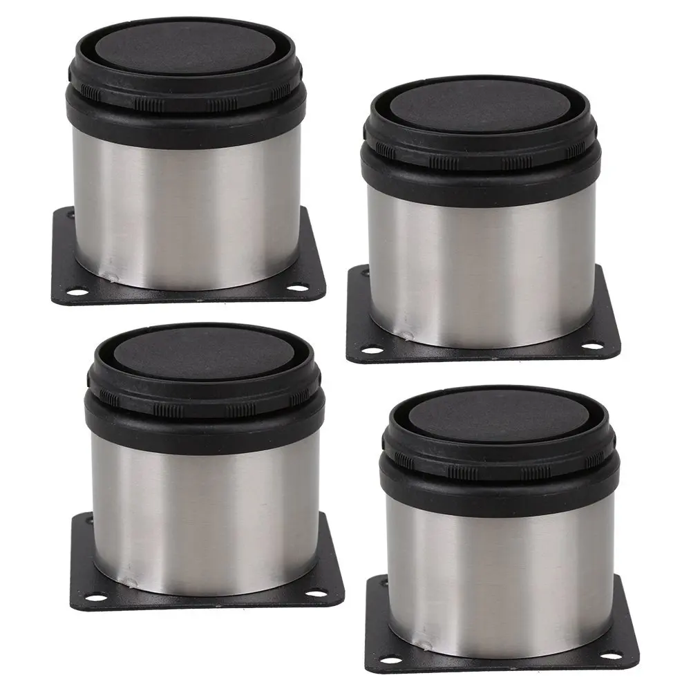 4pcs Stainless Steel 50x50mm Thicken Adjustable Furniture Legs Table Bed Sofa Cabinet Feet Foot Legs with Mounting Screws