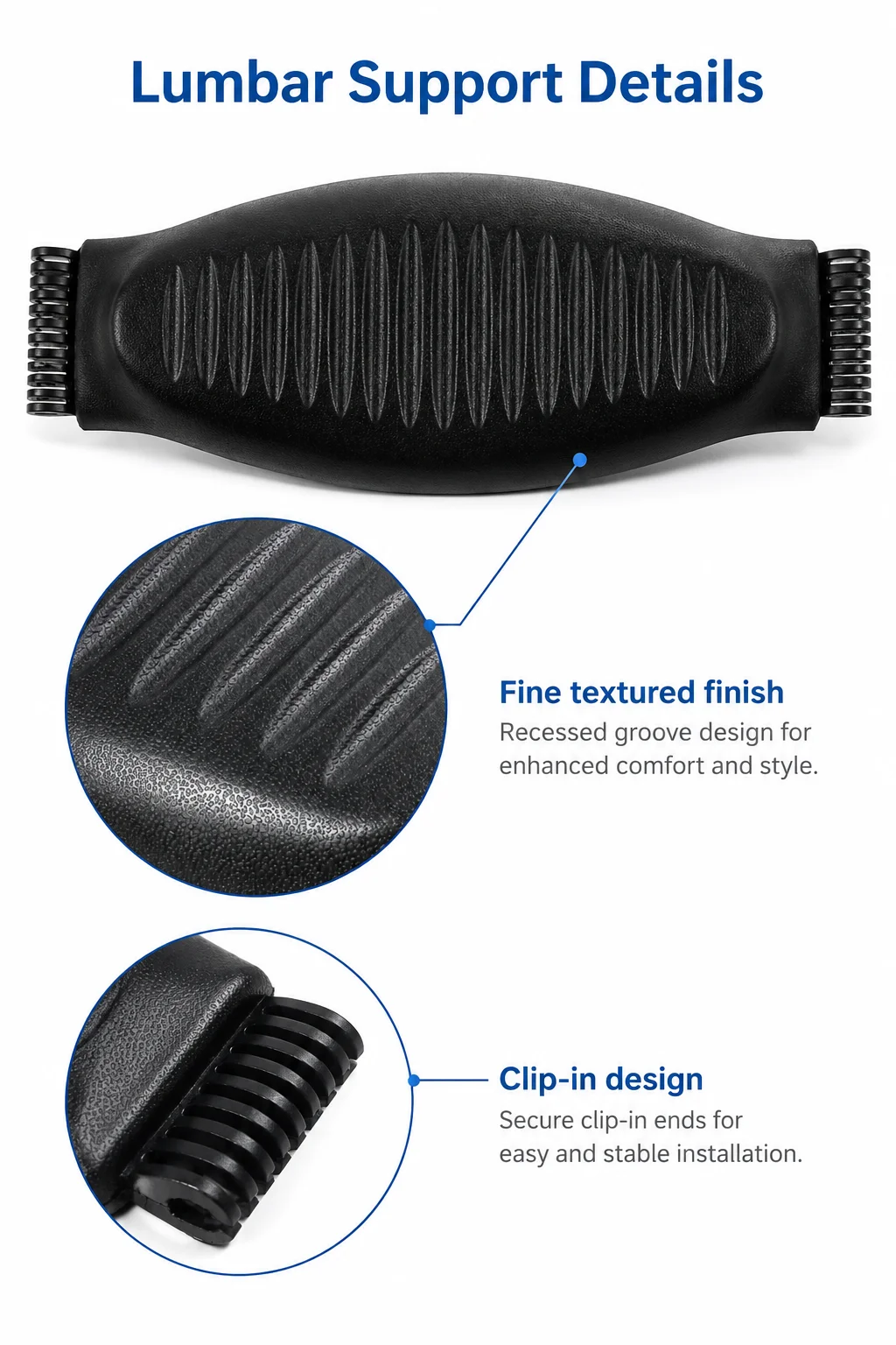 Herman Miller Aeron Classic Lumbar Support Pad Replacement Black/Gray Size A/B/C Office Chair Back Support Cushion