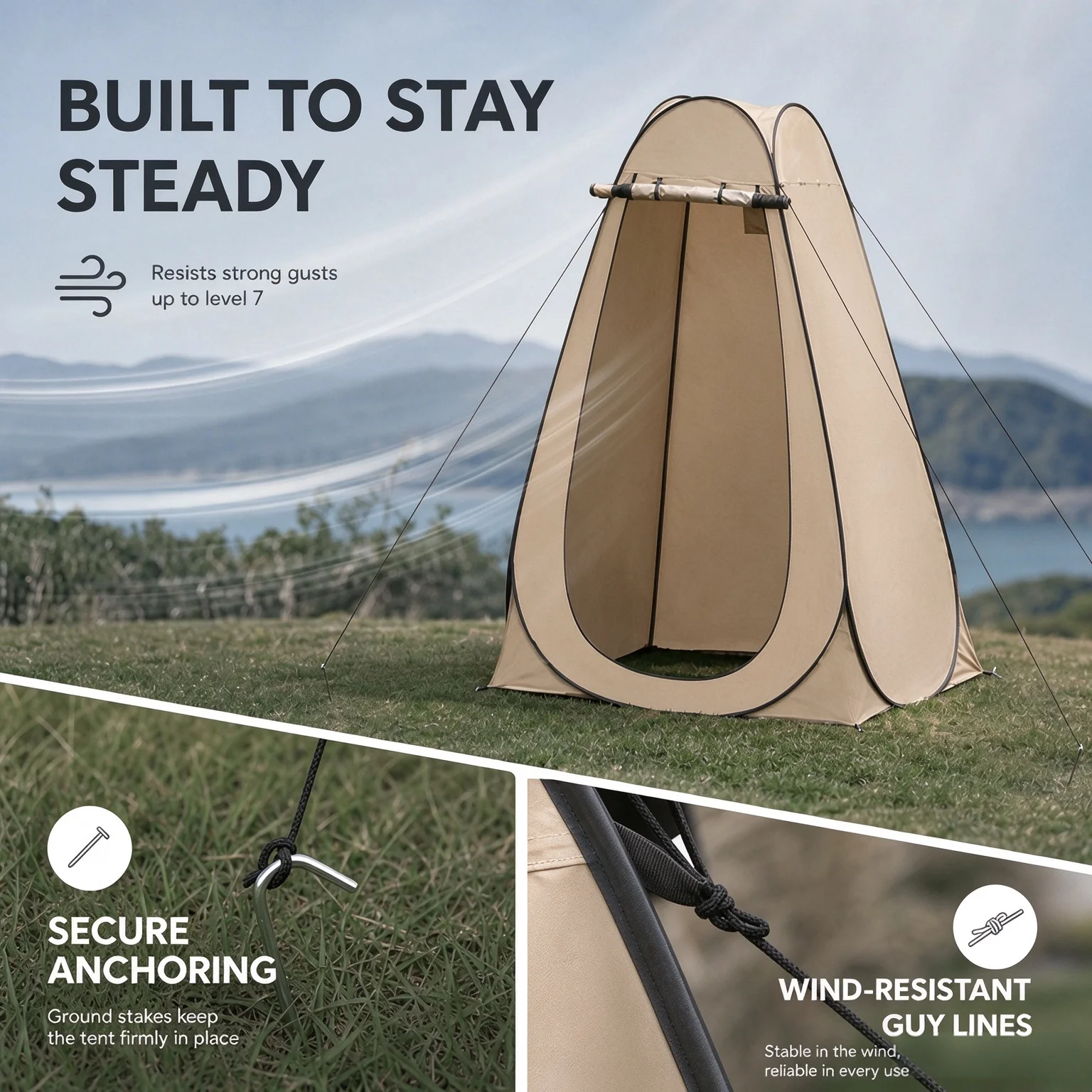 Pop Up Shower Tent Portable Privacy Tent Outdoor Camping Toilet Changing Room Waterproof Foldable Shelter With Carry Bag
