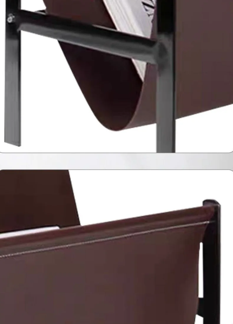 Leather Magazine Rack Metal Floor Multipurpose Book Newspaper Holder Creative Luxury Storage Shelf Home Organizer Racks Decor
