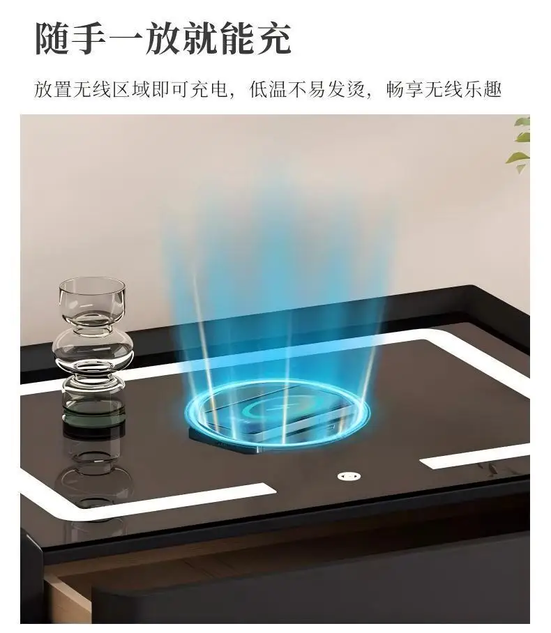 Smart Charging Nightstand Modern Organizer Decor Drawers Bedroom Mobile Bedside Table Storage Mesitas De Noche Hotel Furniture
