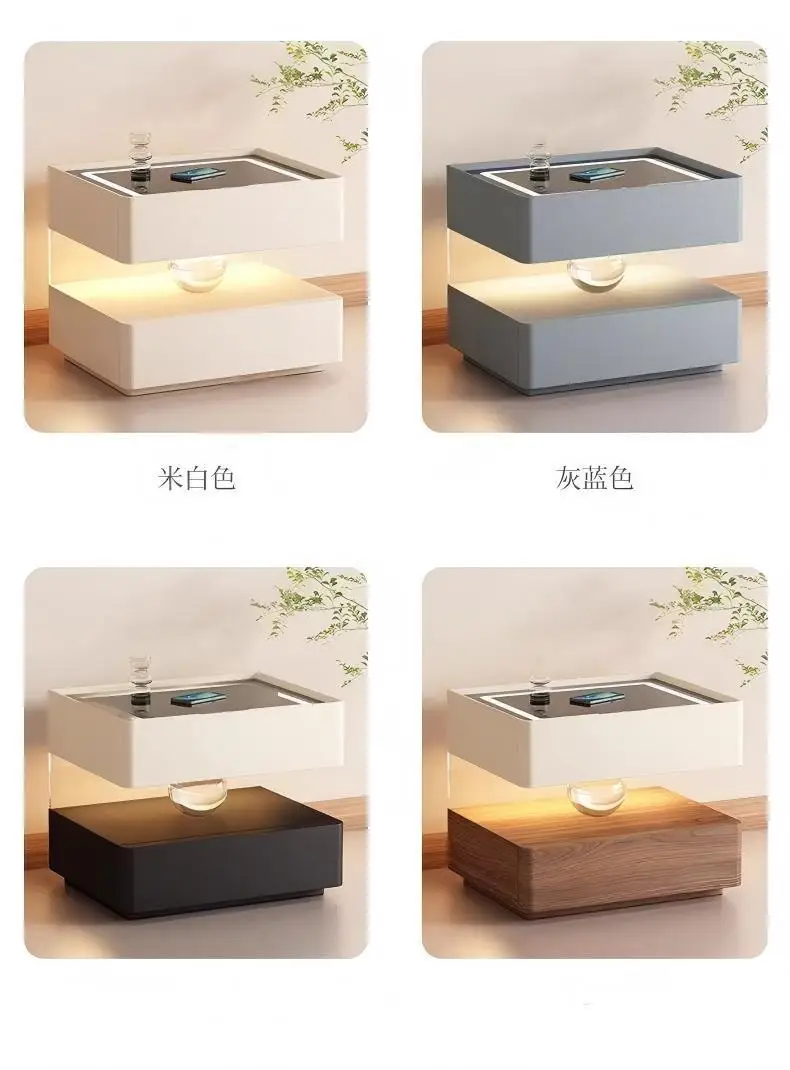 Smart Charging Nightstand Modern Organizer Decor Drawers Bedroom Mobile Bedside Table Storage Mesitas De Noche Hotel Furniture