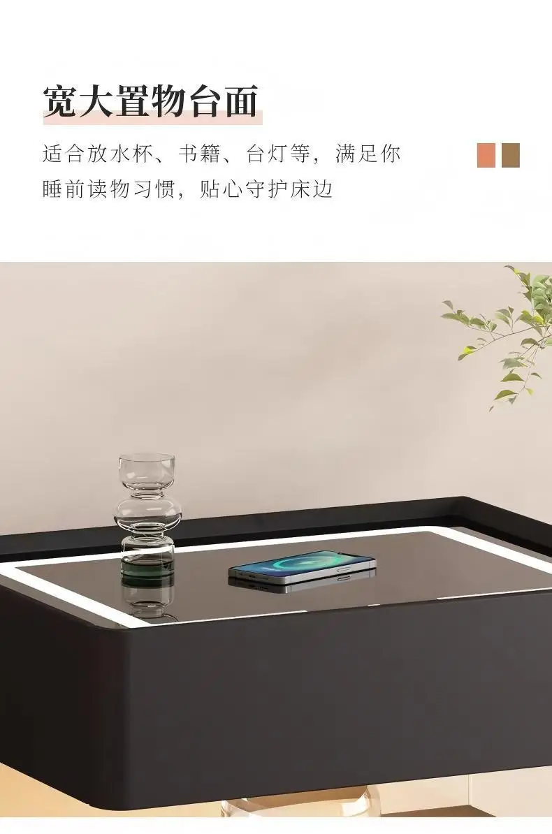 Smart Charging Nightstand Modern Organizer Decor Drawers Bedroom Mobile Bedside Table Storage Mesitas De Noche Hotel Furniture