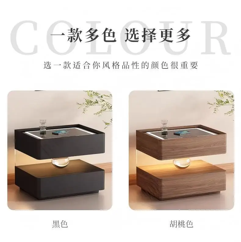 Smart Charging Nightstand Modern Organizer Decor Drawers Bedroom Mobile Bedside Table Storage Mesitas De Noche Hotel Furniture