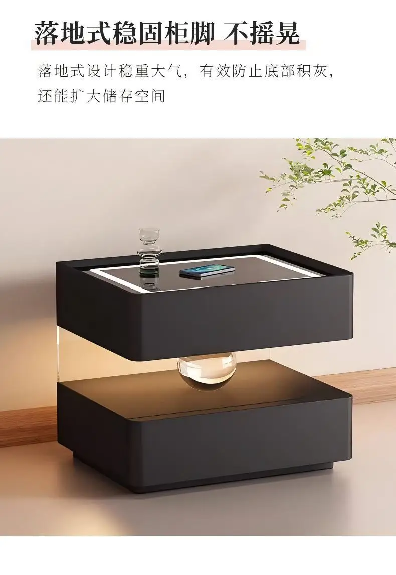 Smart Charging Nightstand Modern Organizer Decor Drawers Bedroom Mobile Bedside Table Storage Mesitas De Noche Hotel Furniture