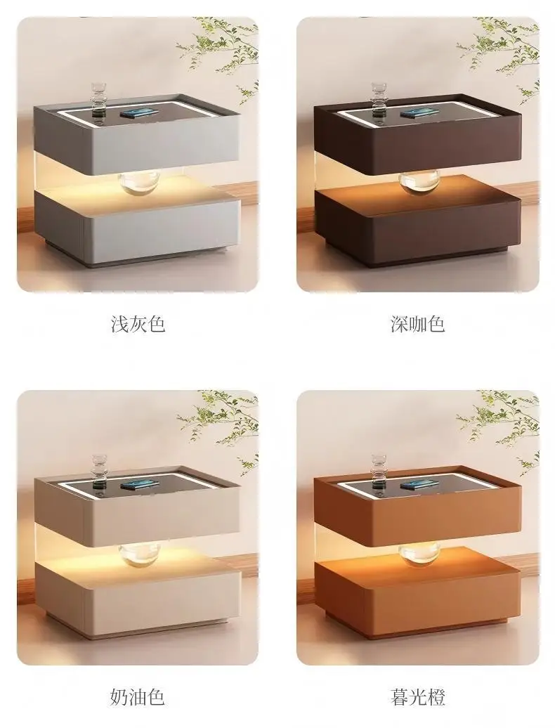 Smart Charging Nightstand Modern Organizer Decor Drawers Bedroom Mobile Bedside Table Storage Mesitas De Noche Hotel Furniture