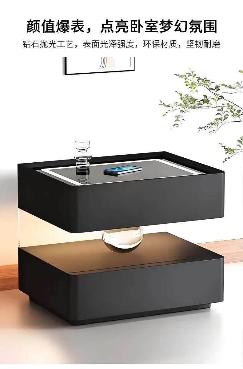 Smart Charging Nightstand Modern Organizer Decor Drawers Bedroom Mobile Bedside Table Storage Mesitas De Noche Hotel Furniture
