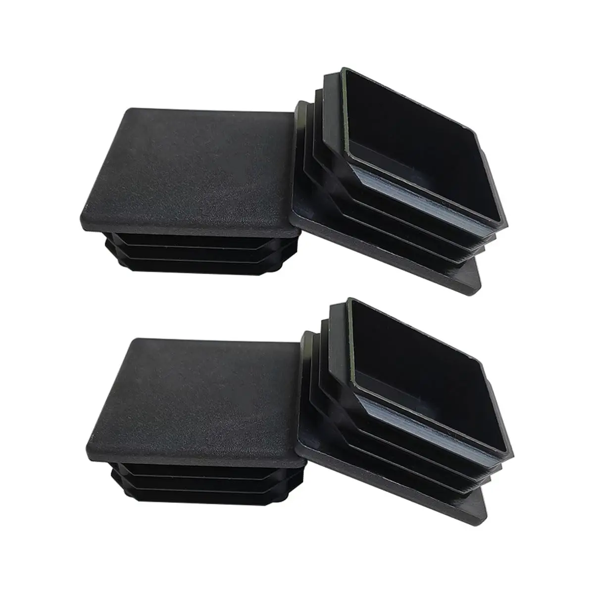 1~100Pcs Square Plastic End Caps Black Tube Pipe Plug Bung Stopper Assorted Sizes 10x10mm-120x120mm for Chair Legs Furniture DIY