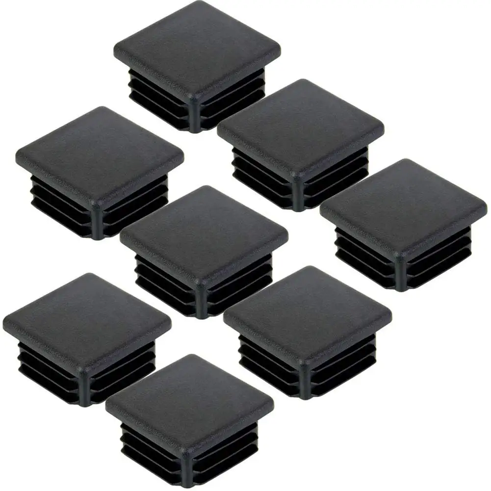 1~100Pcs Square Plastic End Caps Black Tube Pipe Plug Bung Stopper Assorted Sizes 10x10mm-120x120mm for Chair Legs Furniture DIY