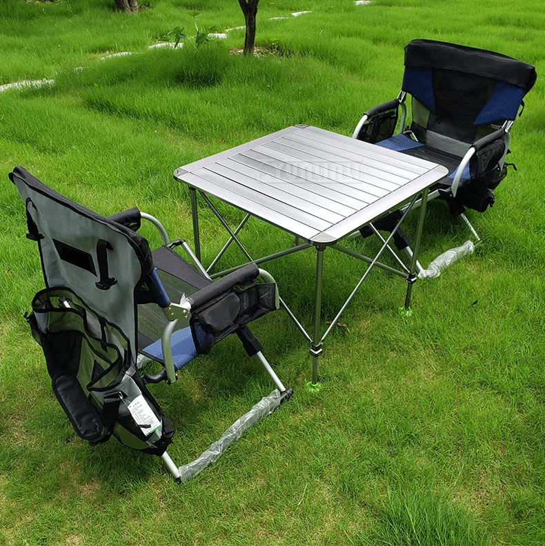 Aluminum Folding Director's Chair, Portable Camping Chair for Fishing, Beach, and Outdoor