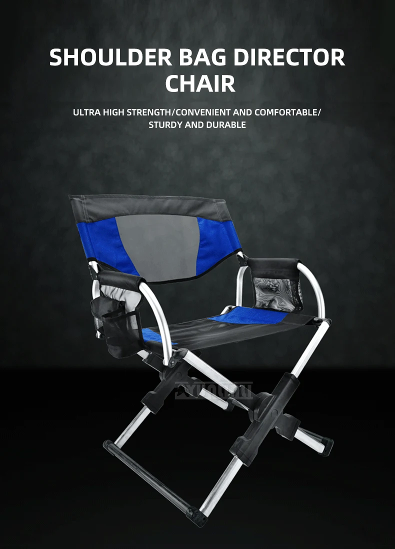 Aluminum Folding Director's Chair, Portable Camping Chair for Fishing, Beach, and Outdoor