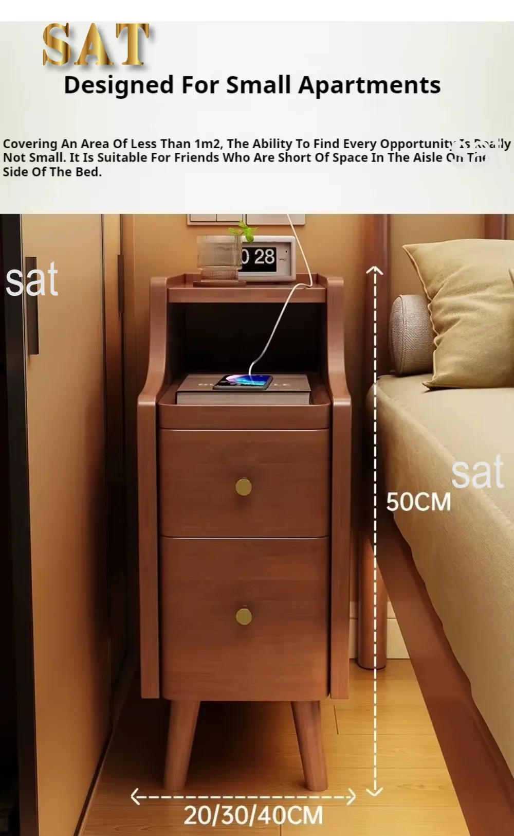 Nordic Simple Low Modern Bedside Table, Luxury Narrow Home Furniture Living Room, Bedroom Bedside Table
