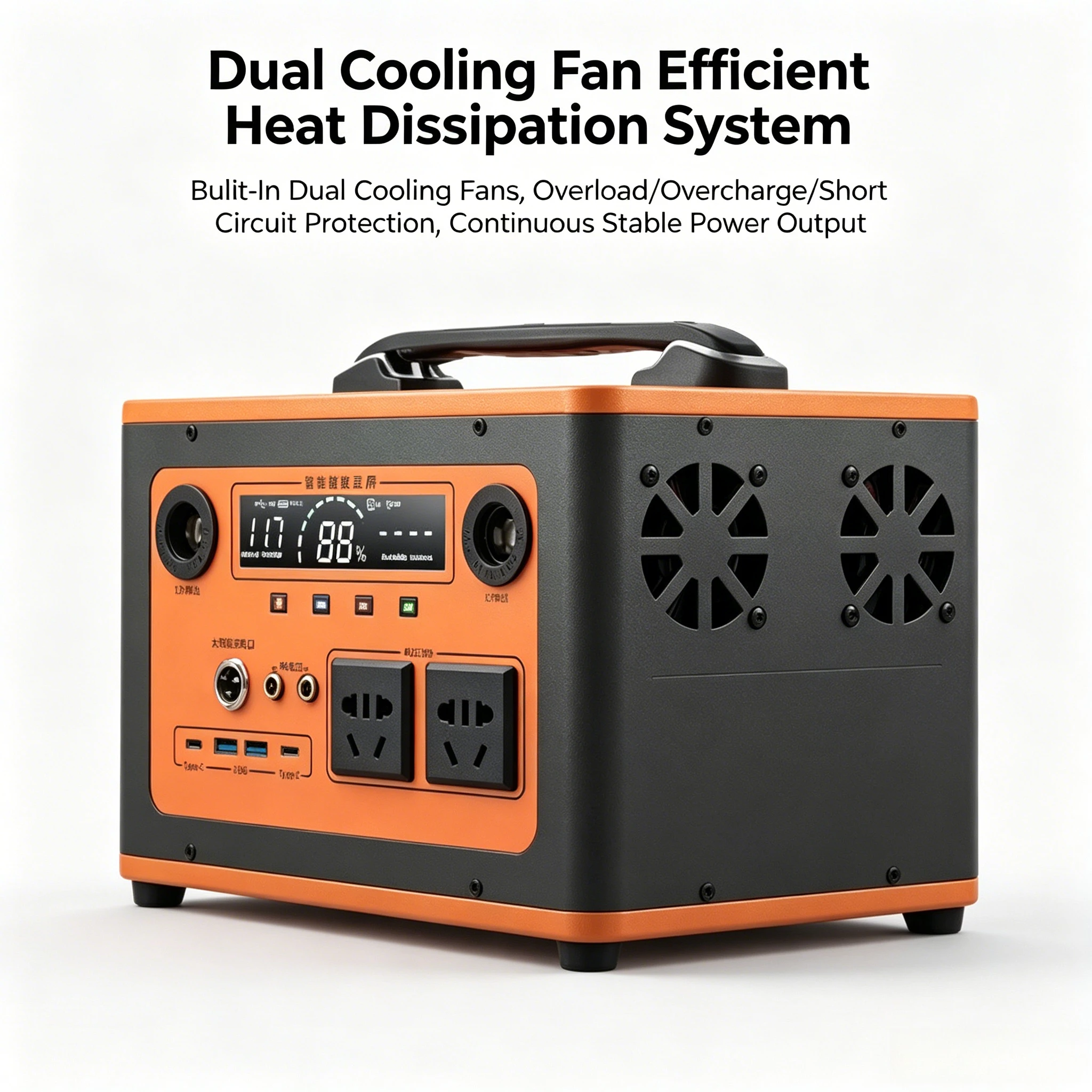 700W 2000W Portable Lithium Power Station 220V DC AC Output LCD Monitor Emergency Power Pack for Camping Home Outdoor Use