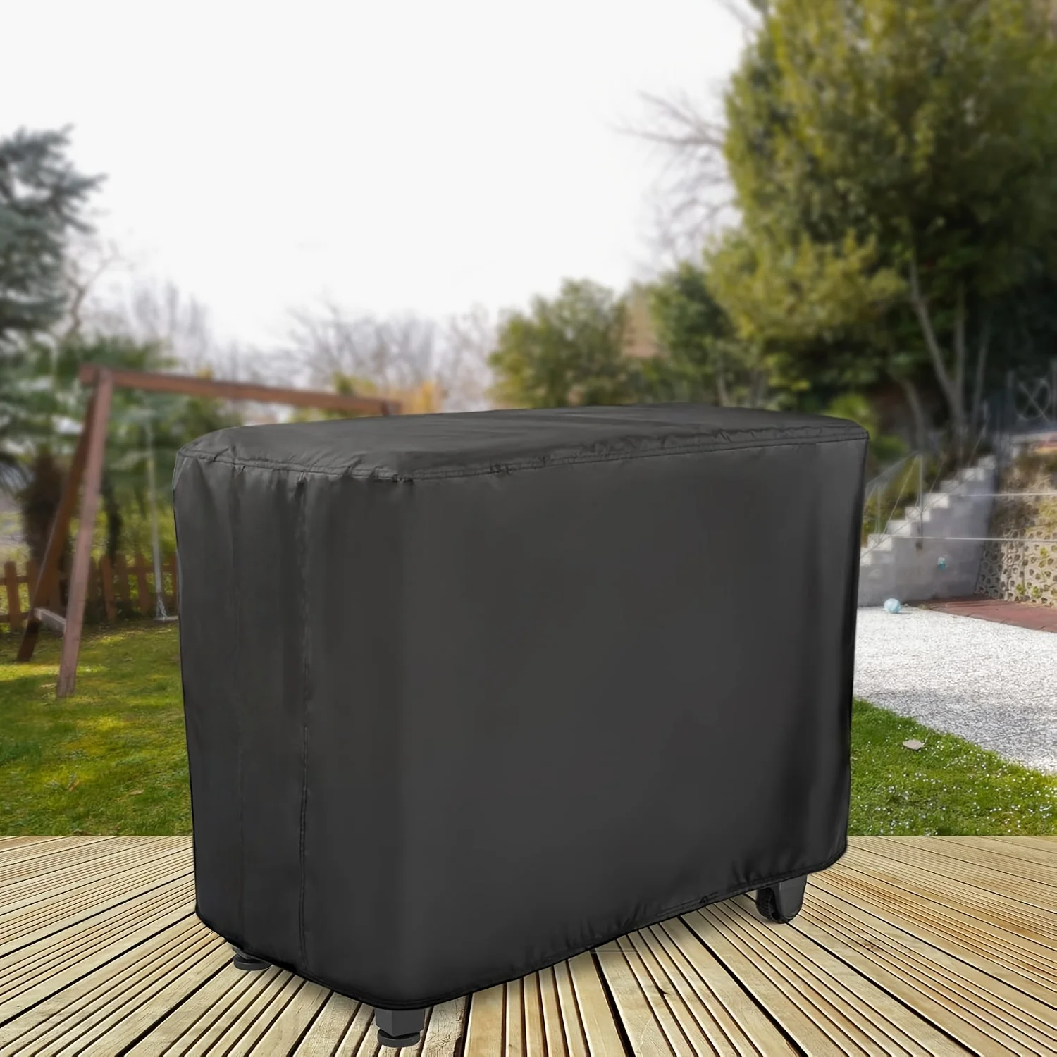 Black Prep Table Cover, Outdoor Bar Table Stainless Steel Table Cover Portable Cooling Cart Cover Patio Storage Cabinet Cover