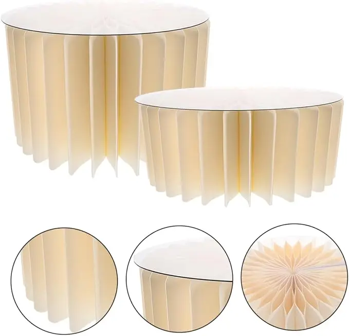 Round Pedestal Stand Foldable Cardboard Columns Cylinder Tables for Parties Baby Shower Birthday Wedding Display Decoration