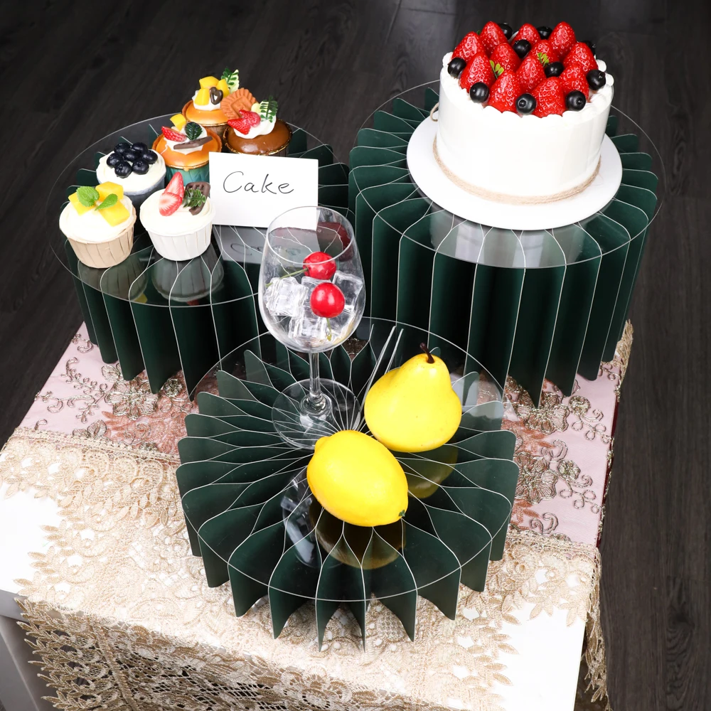 Round Pedestal Stand Foldable Cardboard Columns Cylinder Tables for Parties Baby Shower Birthday Wedding Display Decoration