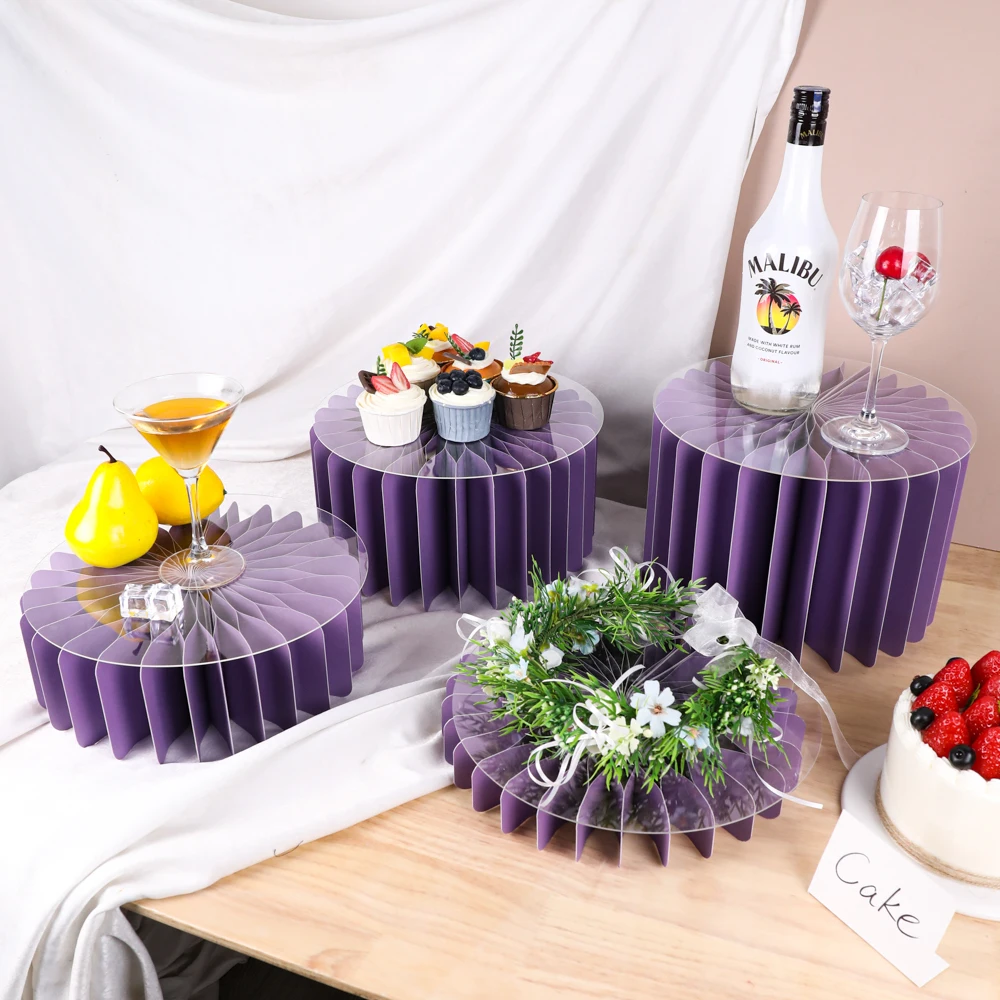 Round Pedestal Stand Foldable Cardboard Columns Cylinder Tables for Parties Baby Shower Birthday Wedding Display Decoration