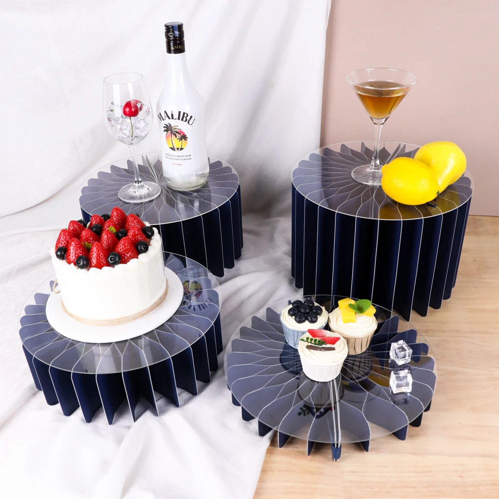 Round Pedestal Stand Foldable Cardboard Columns Cylinder Tables for Parties Baby Shower Birthday Wedding Display Decoration