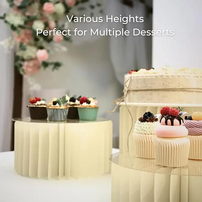 Round Pedestal Stand Foldable Cardboard Columns Cylinder Tables for Parties Baby Shower Birthday Wedding Display Decoration