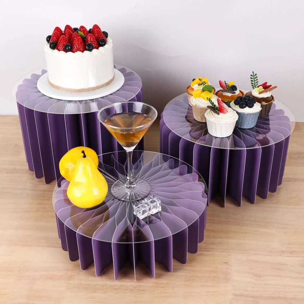 Round Pedestal Stand Foldable Cardboard Columns Cylinder Tables for Parties Baby Shower Birthday Wedding Display Decoration