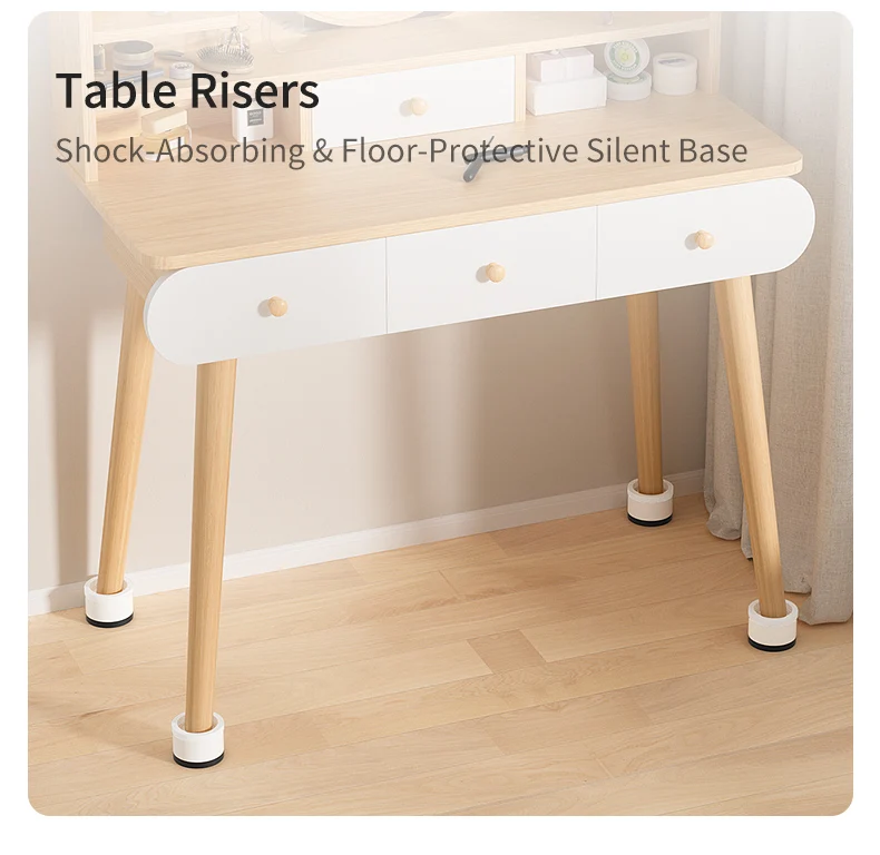 4-Pack Furniture Leg Risers – Shock-Absorbing Pads, Table/Chair/Sofa Support Blocks with Anti-Slip Grooves