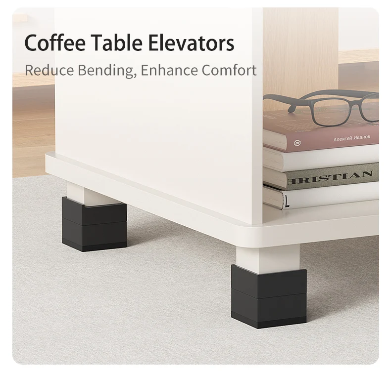 4-Pack Furniture Leg Risers – Shock-Absorbing Pads, Table/Chair/Sofa Support Blocks with Anti-Slip Grooves