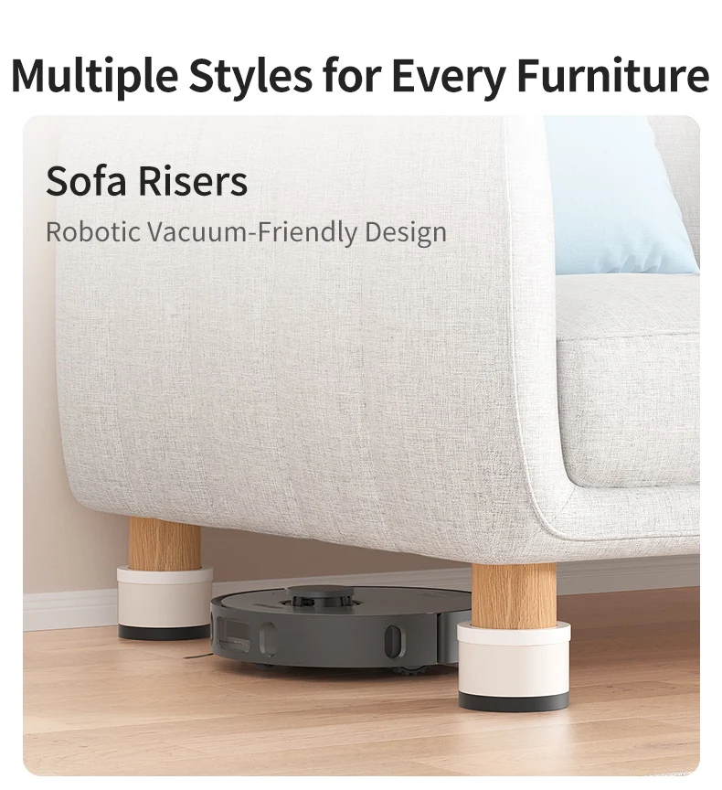 4-Pack Furniture Leg Risers – Shock-Absorbing Pads, Table/Chair/Sofa Support Blocks with Anti-Slip Grooves