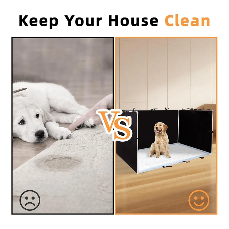FTGT NEW Dog Pee Pad Holder with High Walls - 35in X 29in X 17.3in No-Splash Indoor Potty Tray, Foldable Dog Litter Box for Dogs
