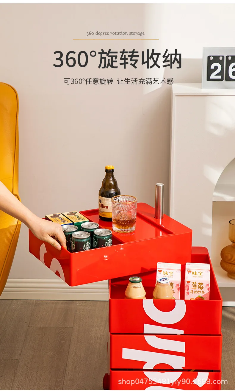 360 Rotating Removable Bedside Table File Cabinet Storage Office Multi-layer Drawer Simple Ins Side Few Storage Cabinet