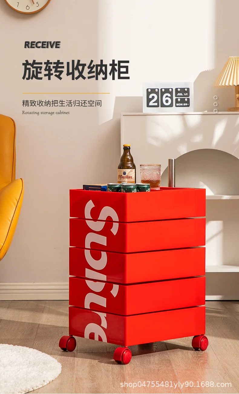 360 Rotating Removable Bedside Table File Cabinet Storage Office Multi-layer Drawer Simple Ins Side Few Storage Cabinet
