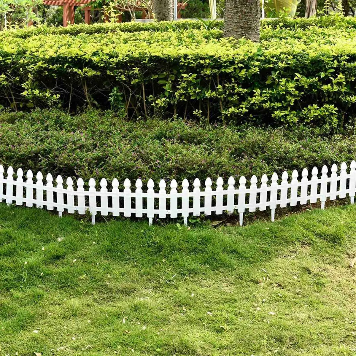 Plastic Picket Garden Fence Path Border, Set of 4