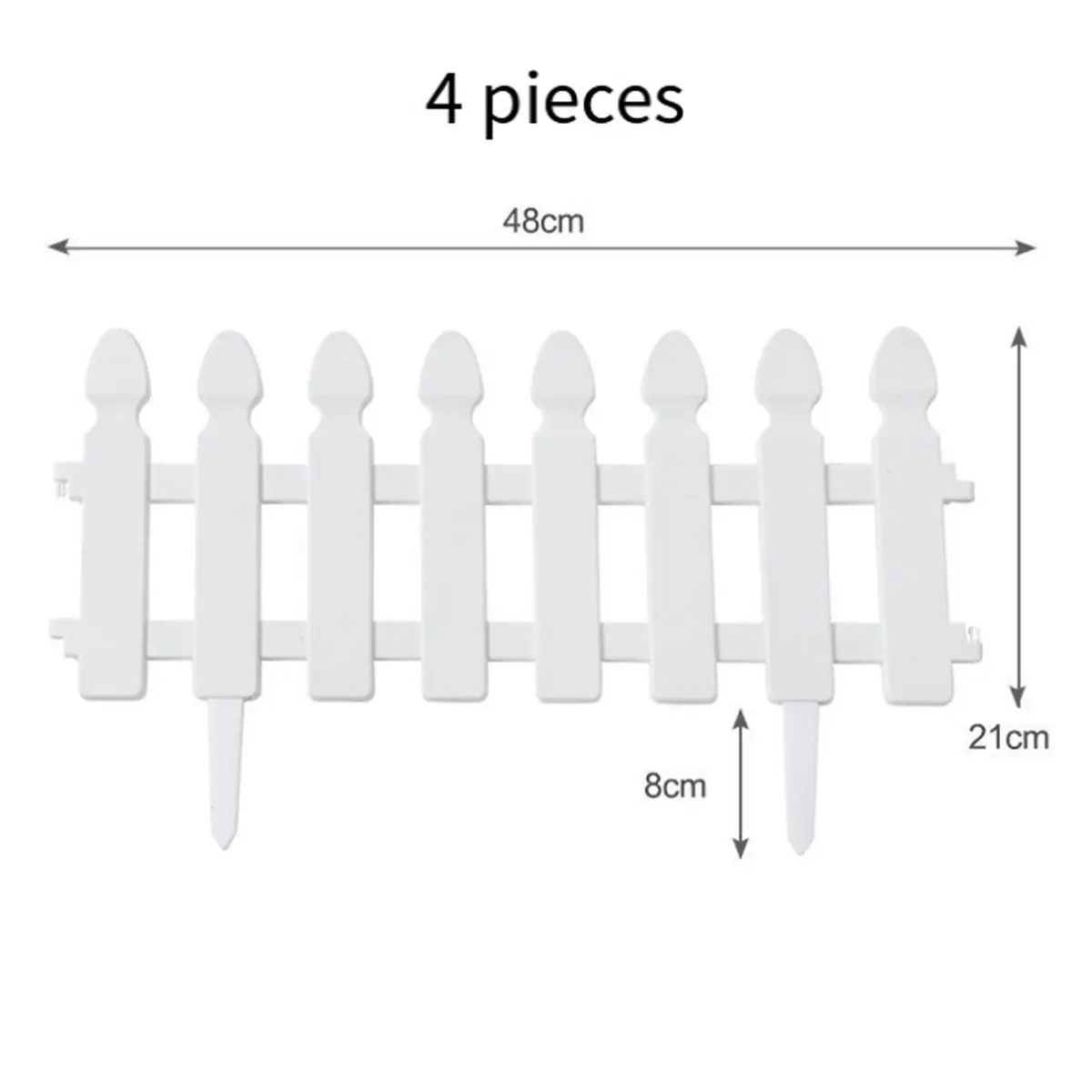Plastic Picket Garden Fence Path Border, Set of 4