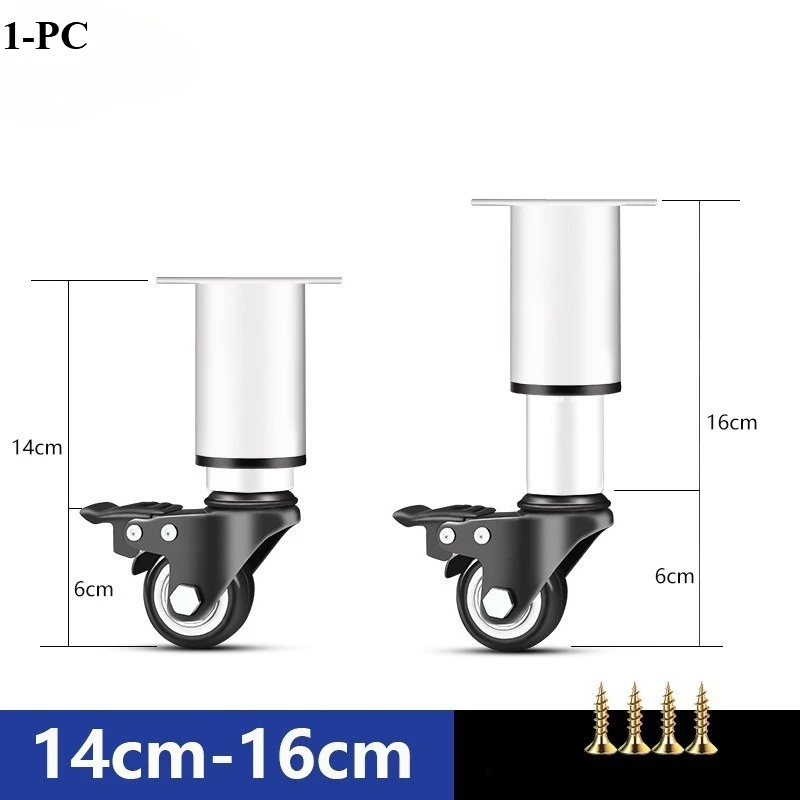 1Pcs 14-16/18-24cm Adjustable Furniture Feet High Quality Universal Caster Wheel for Furniture Swivel Caster Silent Portability