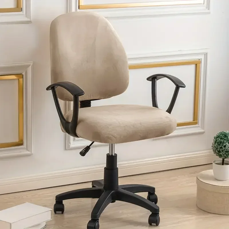 2pcs Velvet Office Chair Cover Elastic Dust-proof Gaming Chair Slipcover Solid Color Computer Chairs Seat Cover Decor for Home