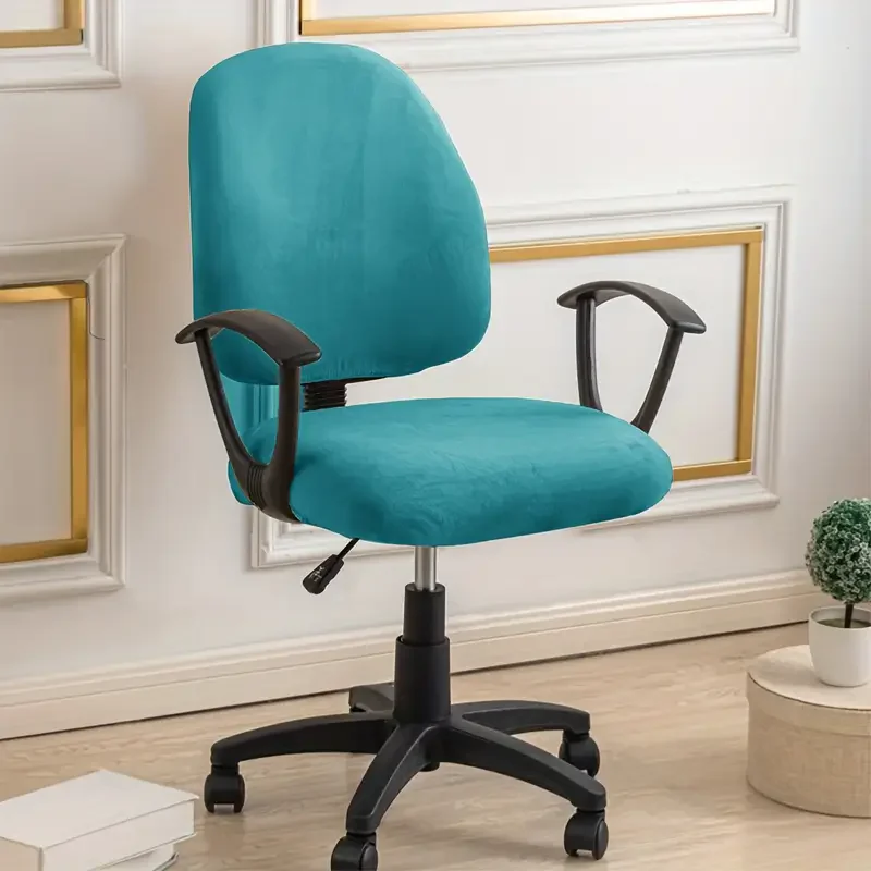2pcs Velvet Office Chair Cover Elastic Dust-proof Gaming Chair Slipcover Solid Color Computer Chairs Seat Cover Decor for Home