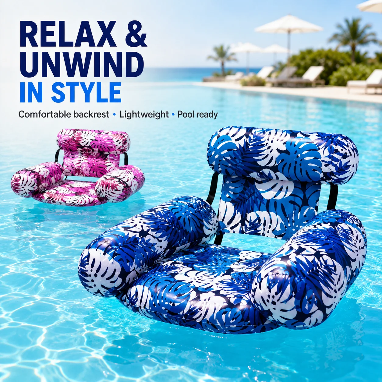 Inflatable Swimming Float Bed Canvas Floating Sofa Chair Foldable Dual Use Structure  for Seaside Pool Outdoor Water Games sofa