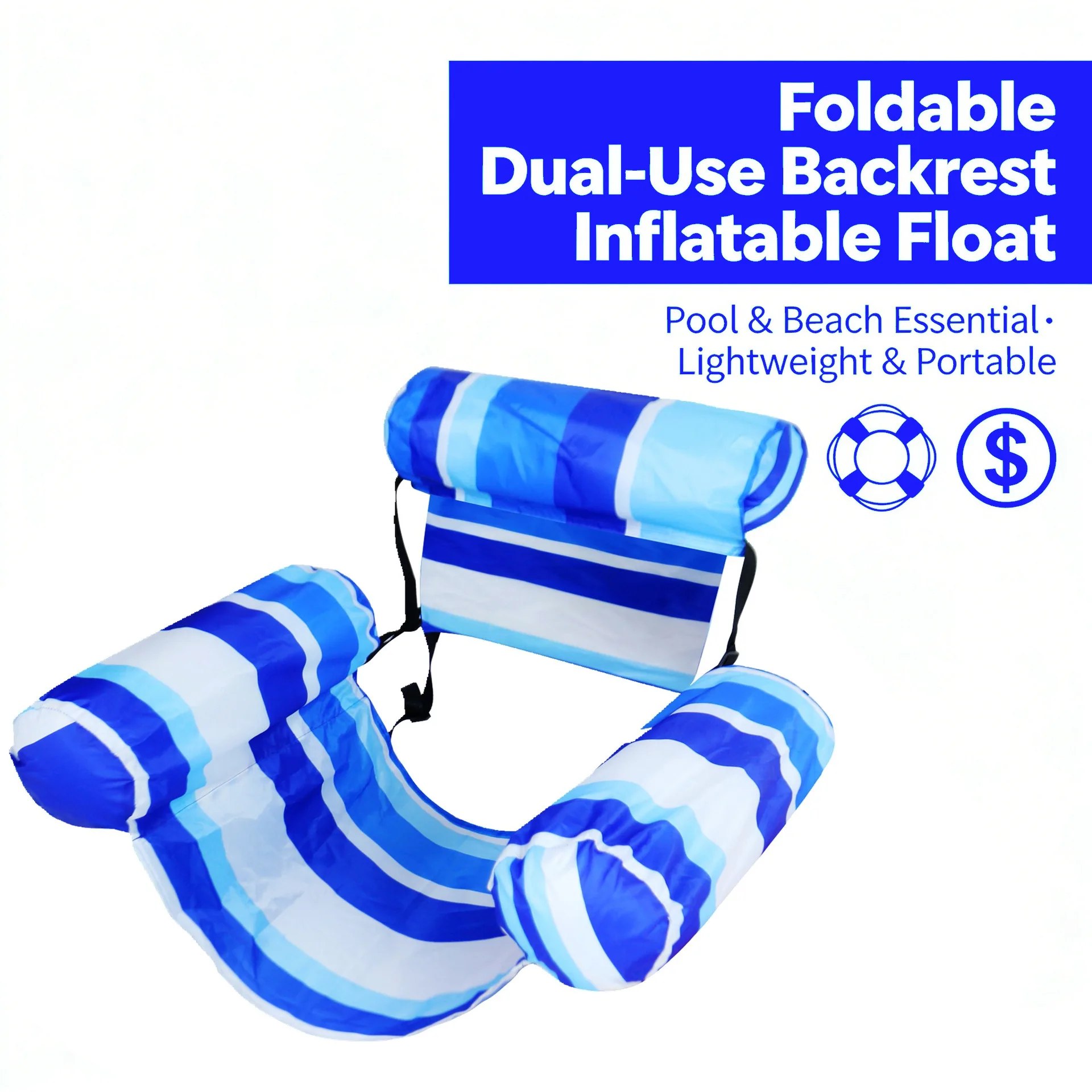Inflatable Swimming Float Bed Canvas Floating Sofa Chair Foldable Dual Use Structure  for Seaside Pool Outdoor Water Games sofa